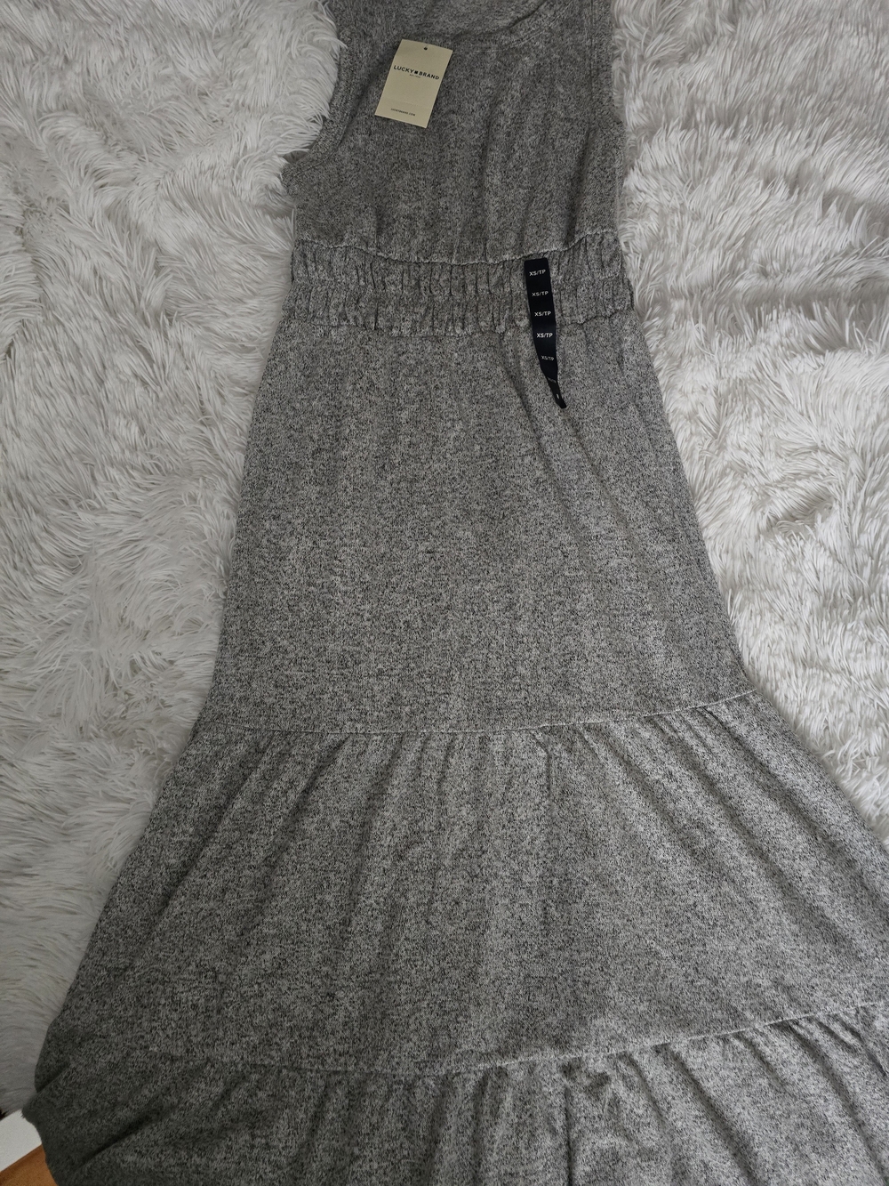 Lucky Brand Sleeveless Grey Tiered Maxi Dress